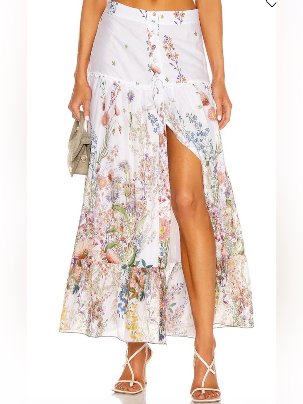Charo Ruiz Ibiza Ann Botanic White Button Down Maxi Skirt